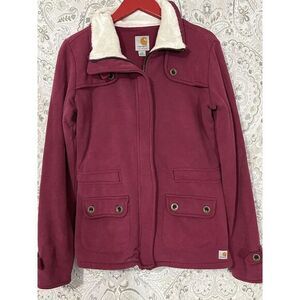 Cathartt Pink Zip‎ Up Cotton Fleece Shacket Size Small